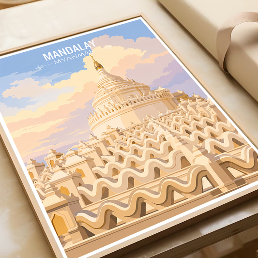 Mandalay - Myanmar - Travel Wall Art Deco Poster Print - Art Print - Travel Art Poster
