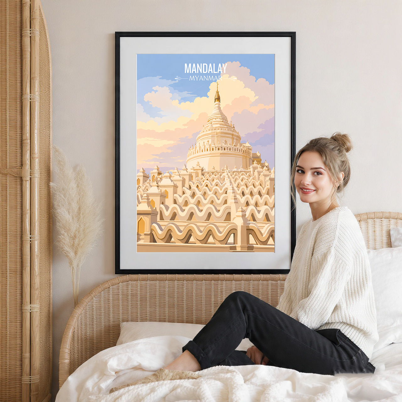 Mandalay - Myanmar - Travel Wall Art Deco Poster Print - Art Print - Travel Art Poster