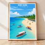 Ngwer Saung - Myanmar - Travel Wall Art Deco Poster Print - Art Print - Travel Art Poster