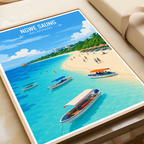 Ngwer Saung - Myanmar - Travel Wall Art Deco Poster Print - Art Print - Travel Art Poster