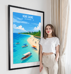 Ngwer Saung - Myanmar - Travel Wall Art Deco Poster Print - Art Print - Travel Art Poster