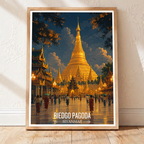 Riedgo Pagoda - Myanmar - Travel Wall Art Deco Poster Print - Art Print - Travel Art Poster