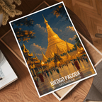 Riedgo Pagoda - Myanmar - Travel Wall Art Deco Poster Print - Art Print - Travel Art Poster