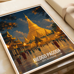 Riedgo Pagoda - Myanmar - Travel Wall Art Deco Poster Print - Art Print - Travel Art Poster