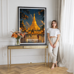 Riedgo Pagoda - Myanmar - Travel Wall Art Deco Poster Print - Art Print - Travel Art Poster