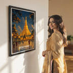 Riedgo Pagoda - Myanmar - Travel Wall Art Deco Poster Print - Art Print - Travel Art Poster