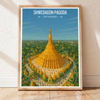 Shwedagon Pagoda - Myanmar - Travel Wall Art Deco Poster Print - Art Print - Travel Art Poster