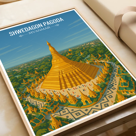 Shwedagon Pagoda - Myanmar - Travel Wall Art Deco Poster Print - Art Print - Travel Art Poster