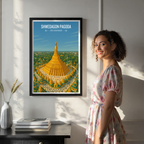 Shwedagon Pagoda - Myanmar - Travel Wall Art Deco Poster Print - Art Print - Travel Art Poster