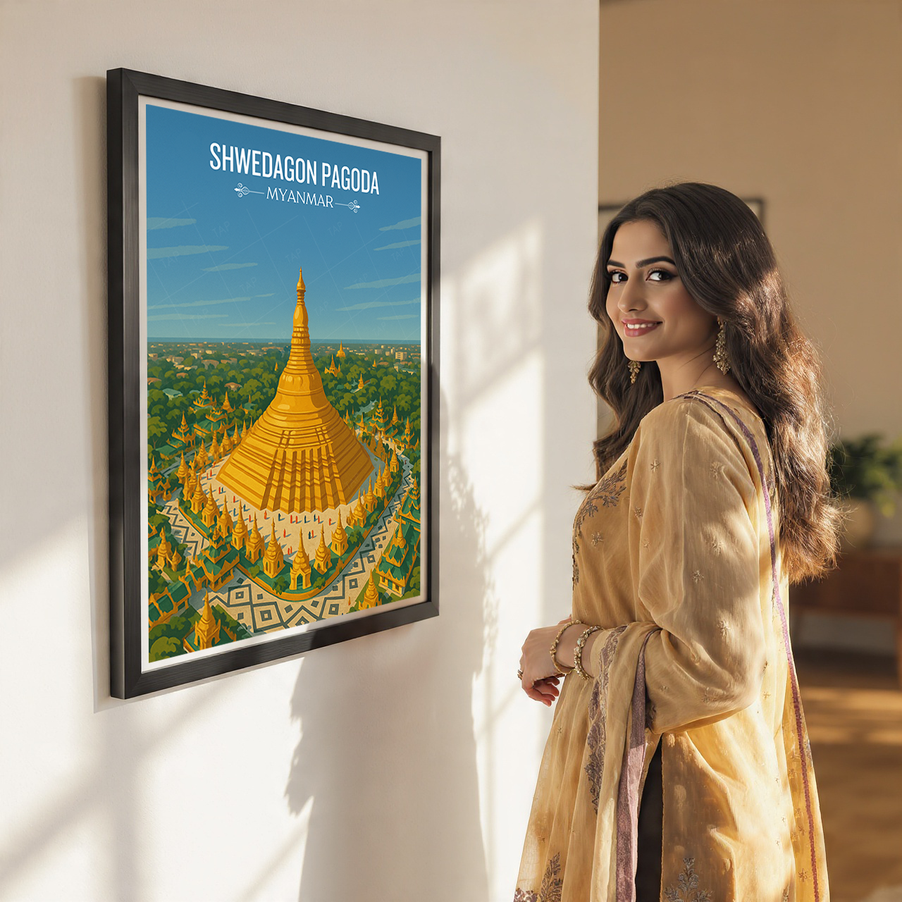 Shwedagon Pagoda - Myanmar - Travel Wall Art Deco Poster Print - Art Print - Travel Art Poster