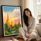 Yangon - Myanmar - Travel Wall Art Deco Poster Print - Art Print - Travel Art Poster