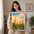 Yangon - Myanmar - Travel Wall Art Deco Poster Print - Art Print - Travel Art Poster