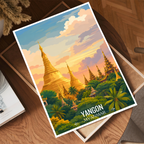 Yangon - Myanmar - Travel Wall Art Deco Poster Print - Art Print - Travel Art Poster