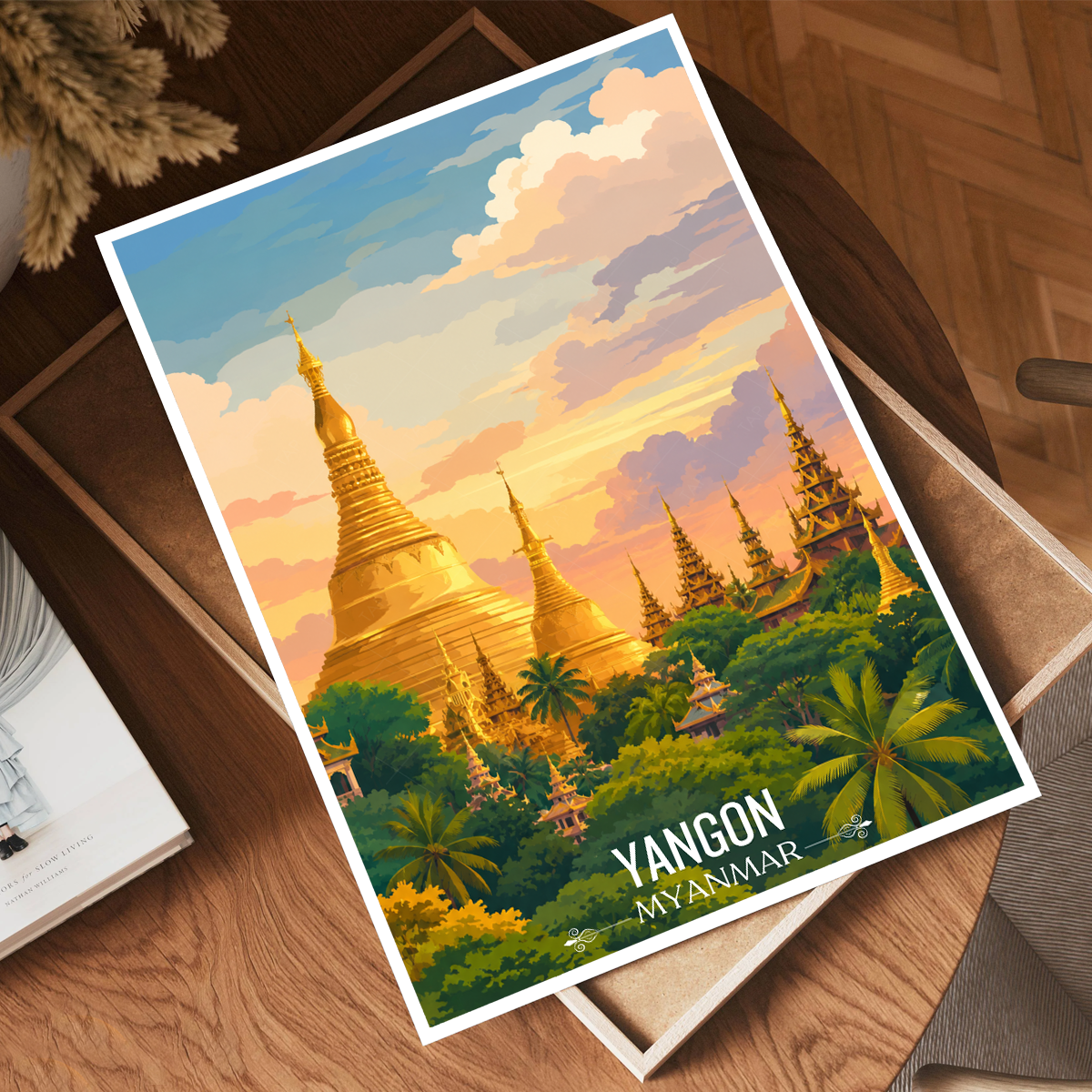 Yangon - Myanmar - Travel Wall Art Deco Poster Print - Art Print - Travel Art Poster