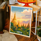 Yangon - Myanmar - Travel Wall Art Deco Poster Print - Art Print - Travel Art Poster