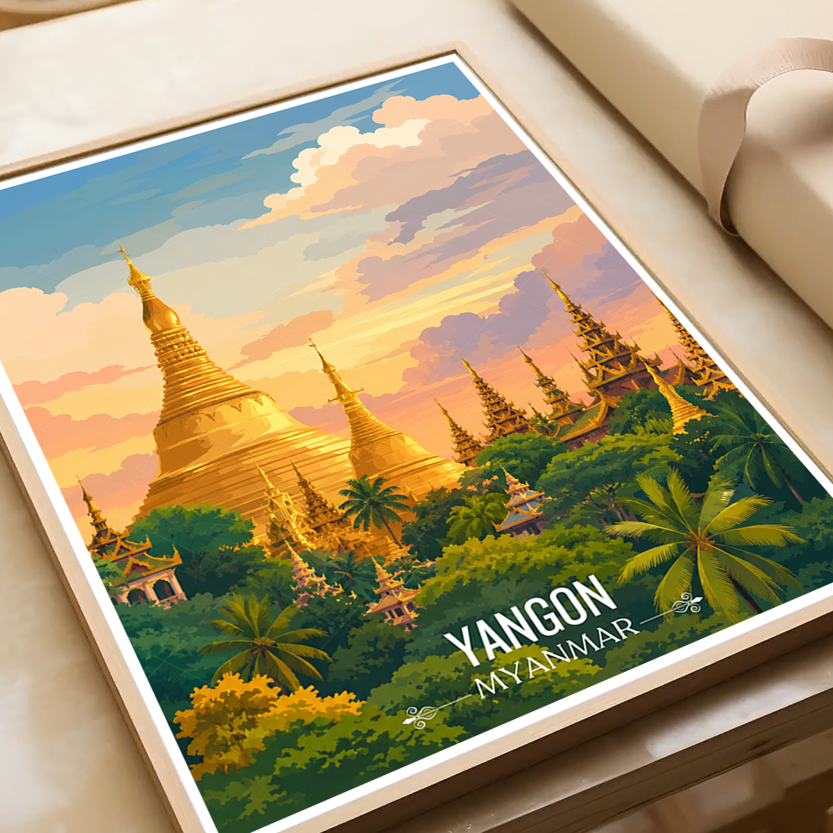 Yangon - Myanmar - Travel Wall Art Deco Poster Print - Art Print - Travel Art Poster