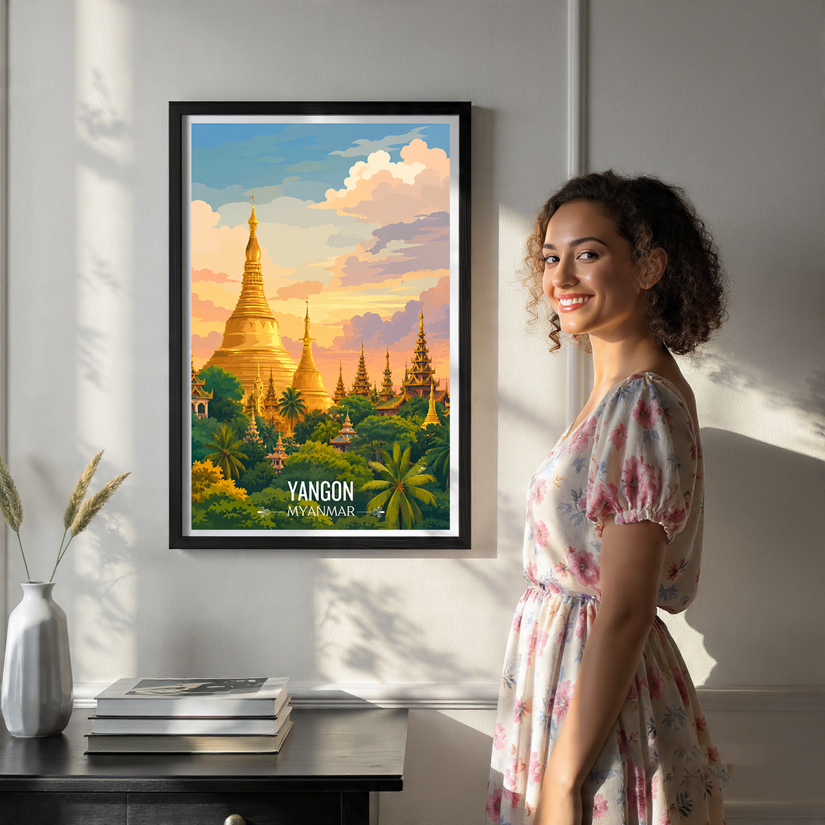 Yangon - Myanmar - Travel Wall Art Deco Poster Print - Art Print - Travel Art Poster