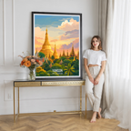 Yangon - Myanmar - Travel Wall Art Deco Poster Print - Art Print - Travel Art Poster