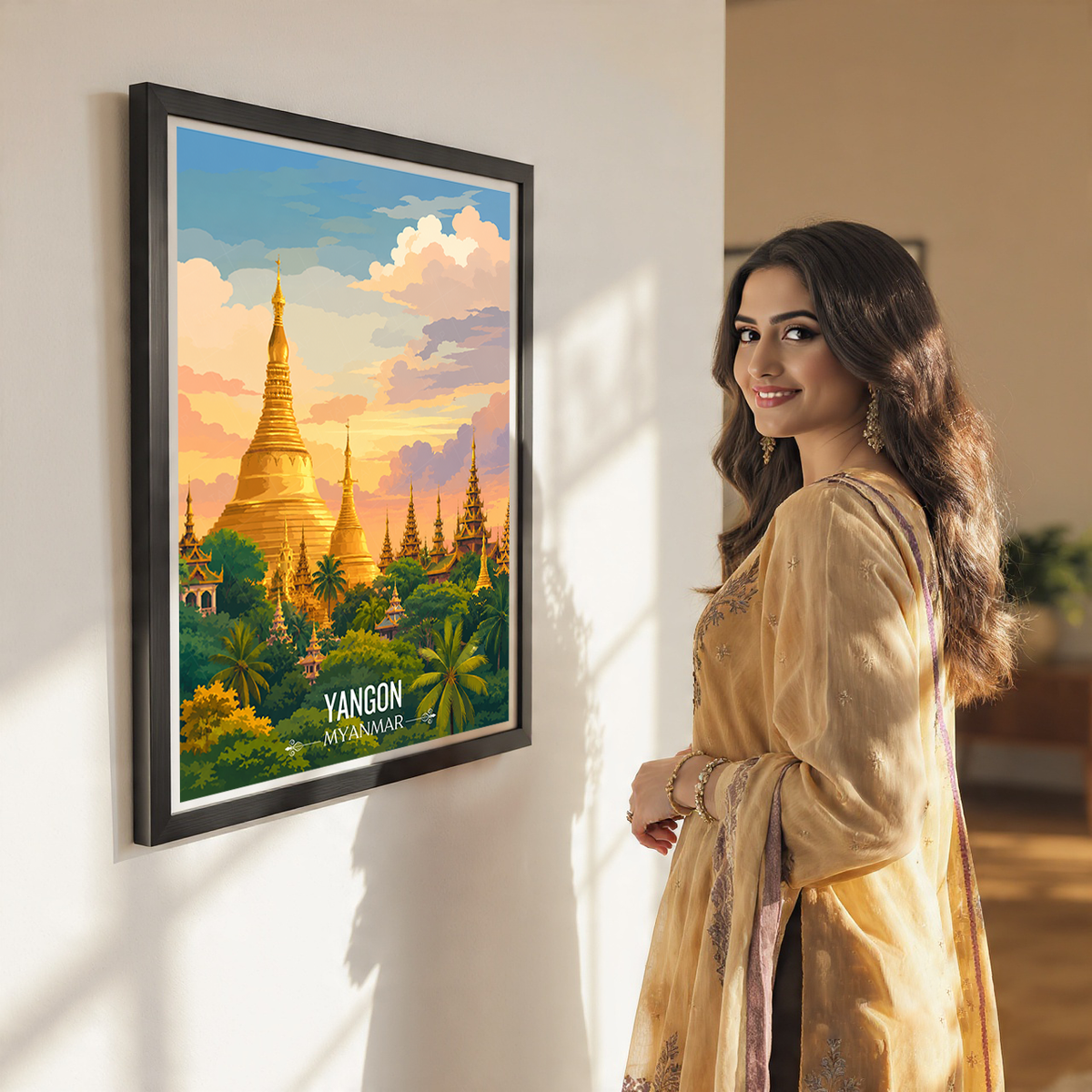 Yangon - Myanmar - Travel Wall Art Deco Poster Print - Art Print - Travel Art Poster