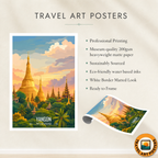 Yangon - Myanmar - Travel Wall Art Deco Poster Print - Art Print - Travel Art Poster