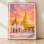 Yangon - Myanmar - Travel Wall Art Deco Poster Print - Art Print - Travel Art Poster