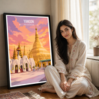 Yangon - Myanmar - Travel Wall Art Deco Poster Print - Art Print - Travel Art Poster