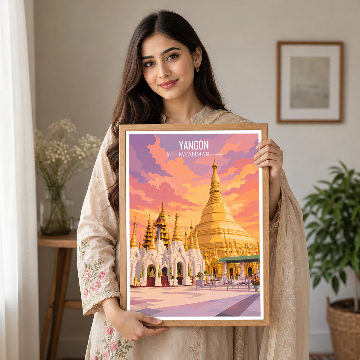 Yangon - Myanmar - Travel Wall Art Deco Poster Print - Art Print - Travel Art Poster