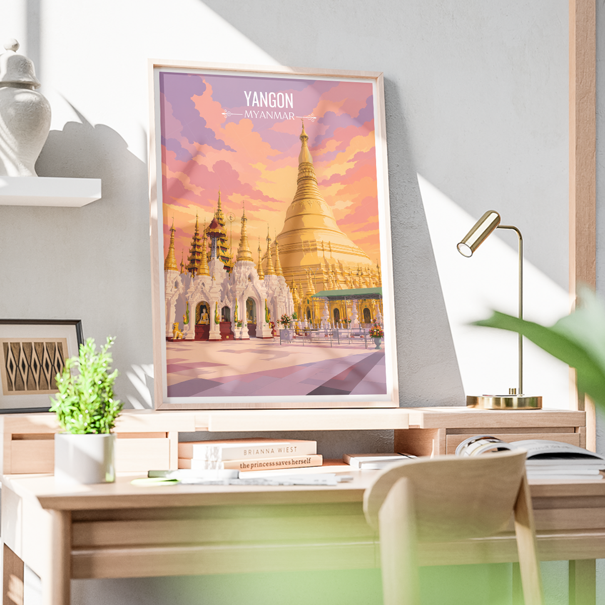 Yangon - Myanmar - Travel Wall Art Deco Poster Print - Art Print - Travel Art Poster