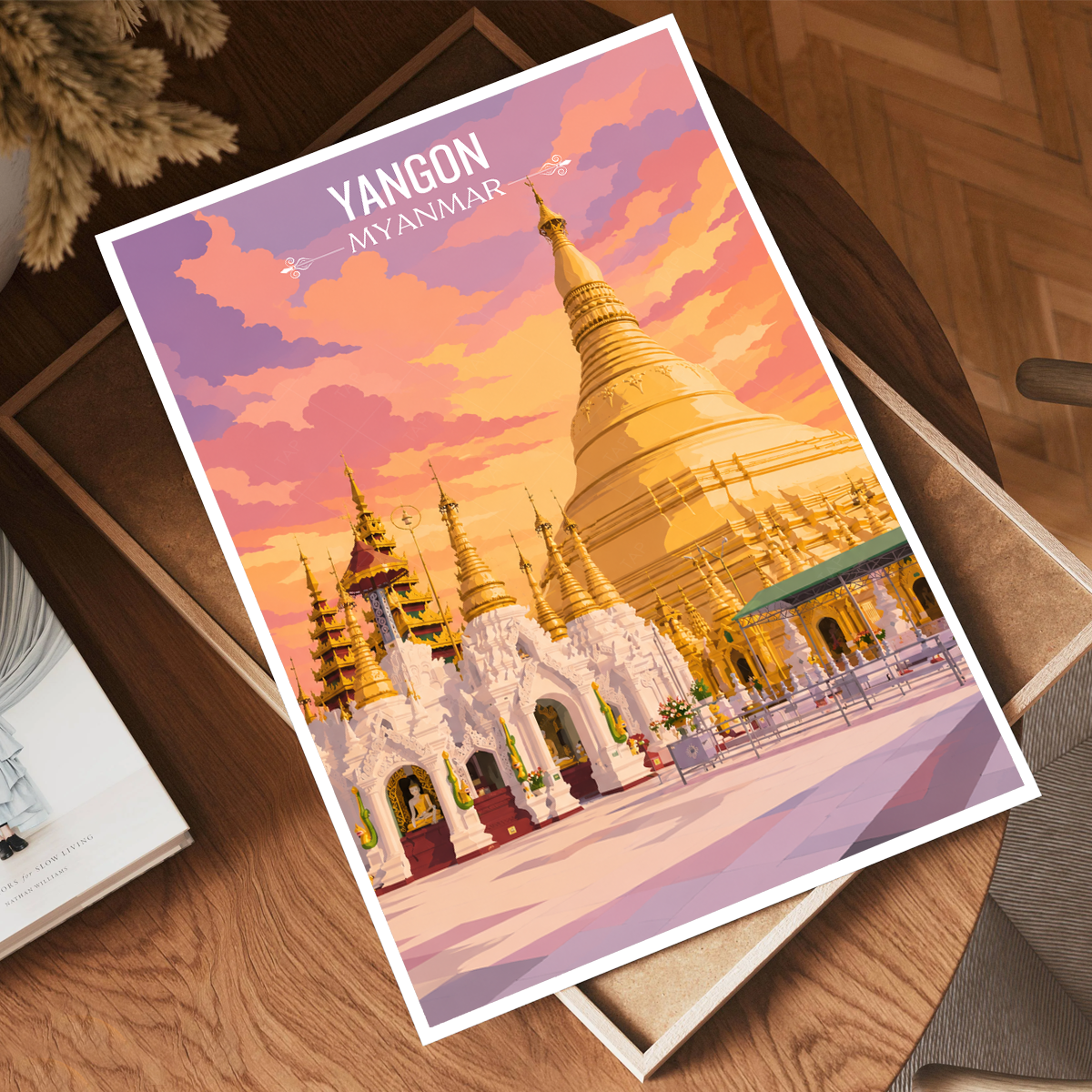 Yangon - Myanmar - Travel Wall Art Deco Poster Print - Art Print - Travel Art Poster