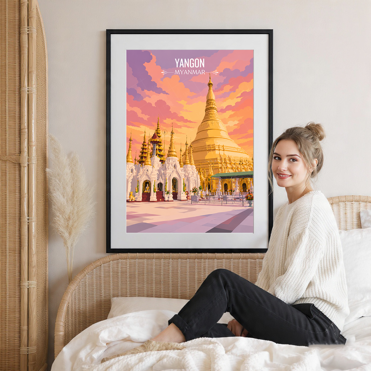 Yangon - Myanmar - Travel Wall Art Deco Poster Print - Art Print - Travel Art Poster