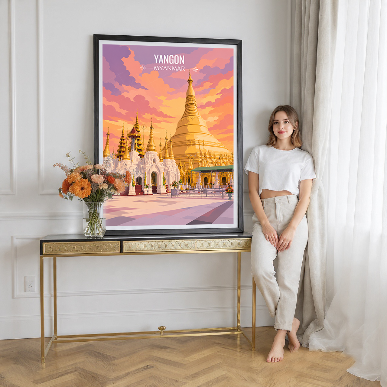 Yangon - Myanmar - Travel Wall Art Deco Poster Print - Art Print - Travel Art Poster