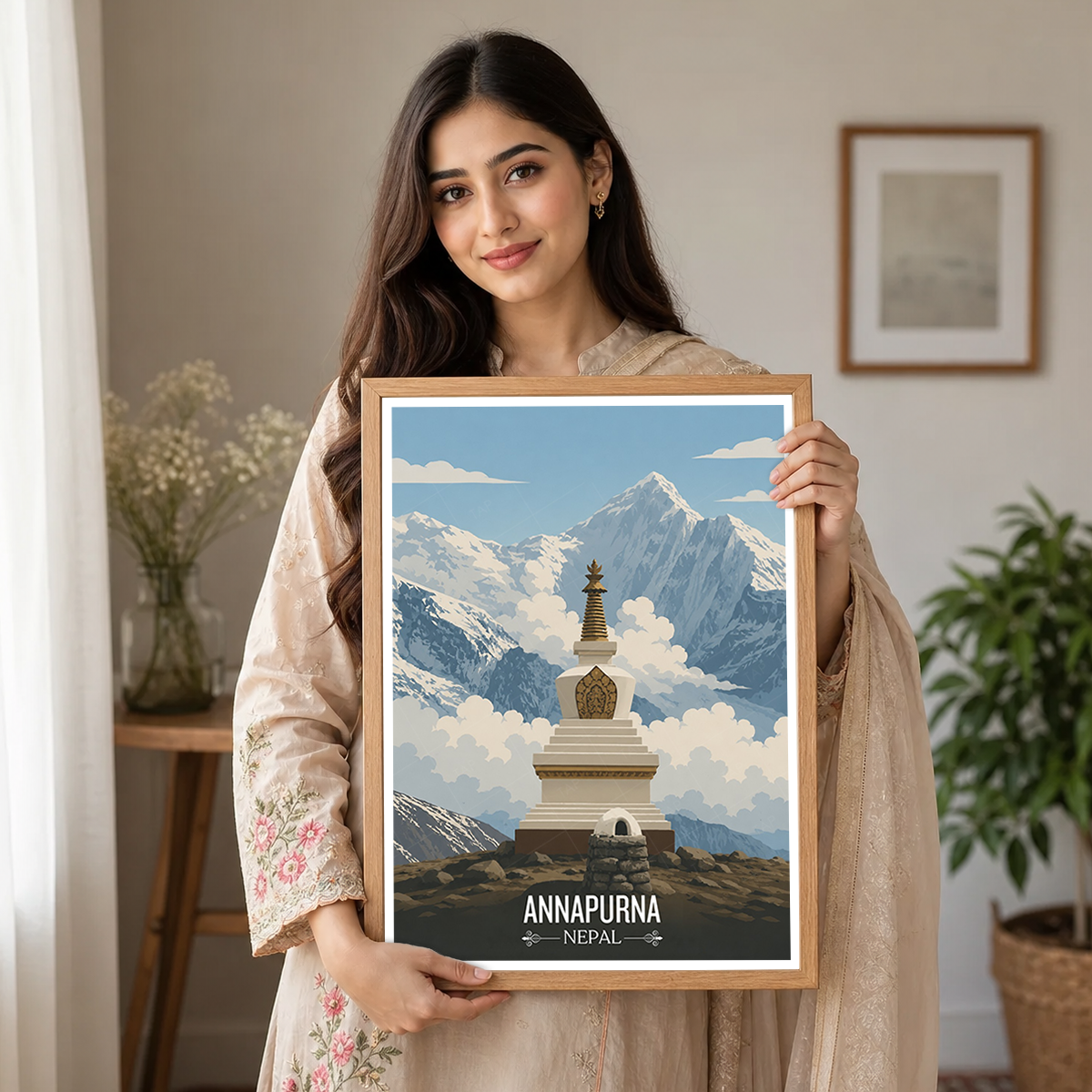 Annapurna - Nepal - Travel Wall Art Deco Poster Print