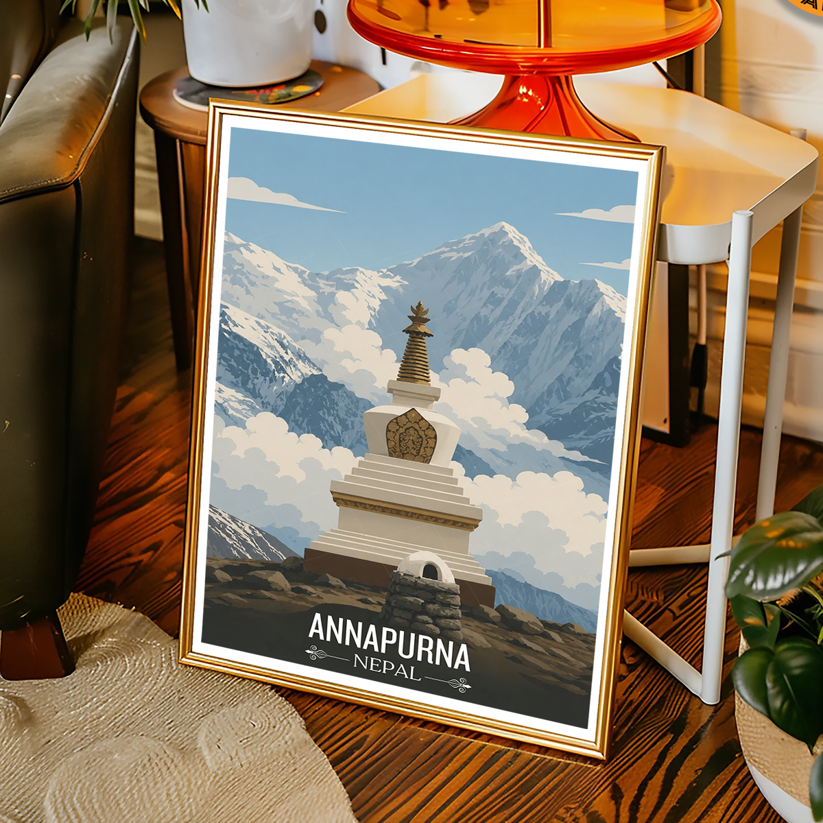 Annapurna - Nepal - Travel Wall Art Deco Poster Print