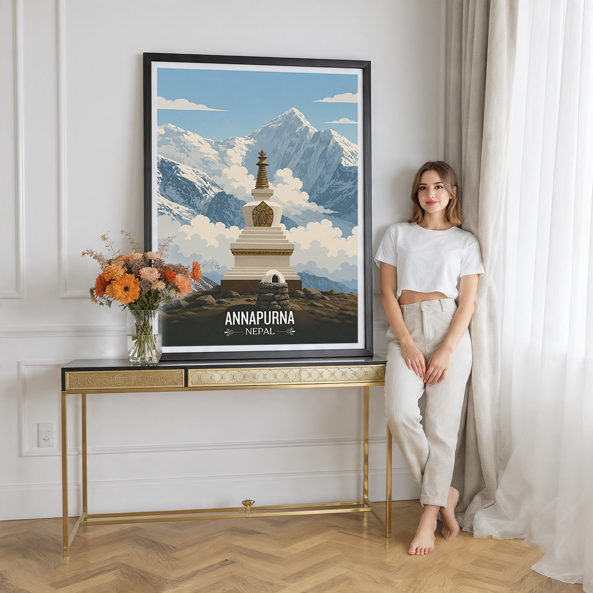 Annapurna - Nepal - Travel Wall Art Deco Poster Print