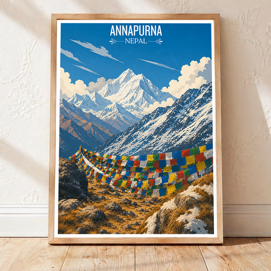 Annapurna - Nepal - Travel Wall Art Deco Poster Print - Art Print - Travel Art Poster