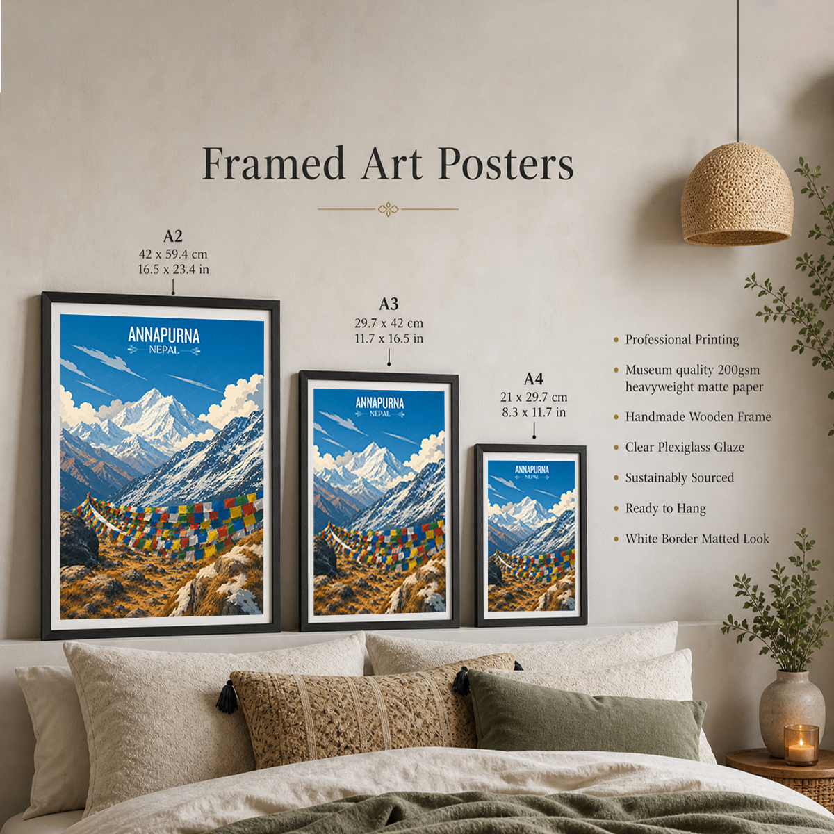 Annapurna - Nepal - Travel Wall Art Deco Poster Print