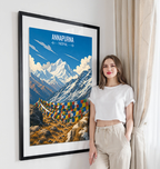 Annapurna - Nepal - Travel Wall Art Deco Poster Print