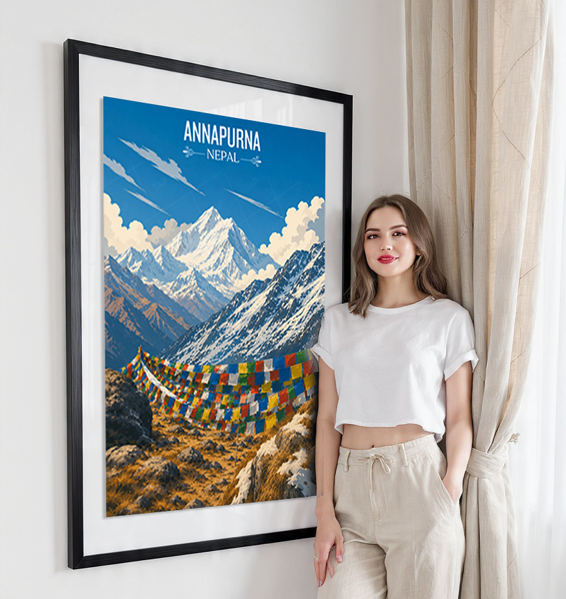 Annapurna - Nepal - Travel Wall Art Deco Poster Print