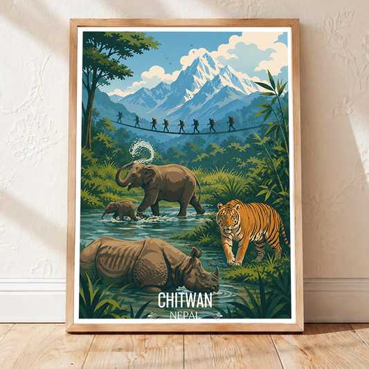 Chitwan - Nepal - Travel Wall Art Deco Poster Print - Art Print - Travel Art Poster