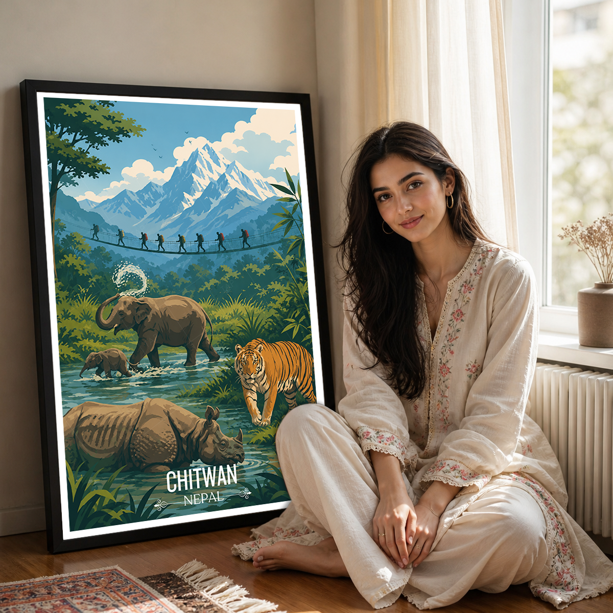 Chitwan - Nepal - Travel Wall Art Deco Poster Print