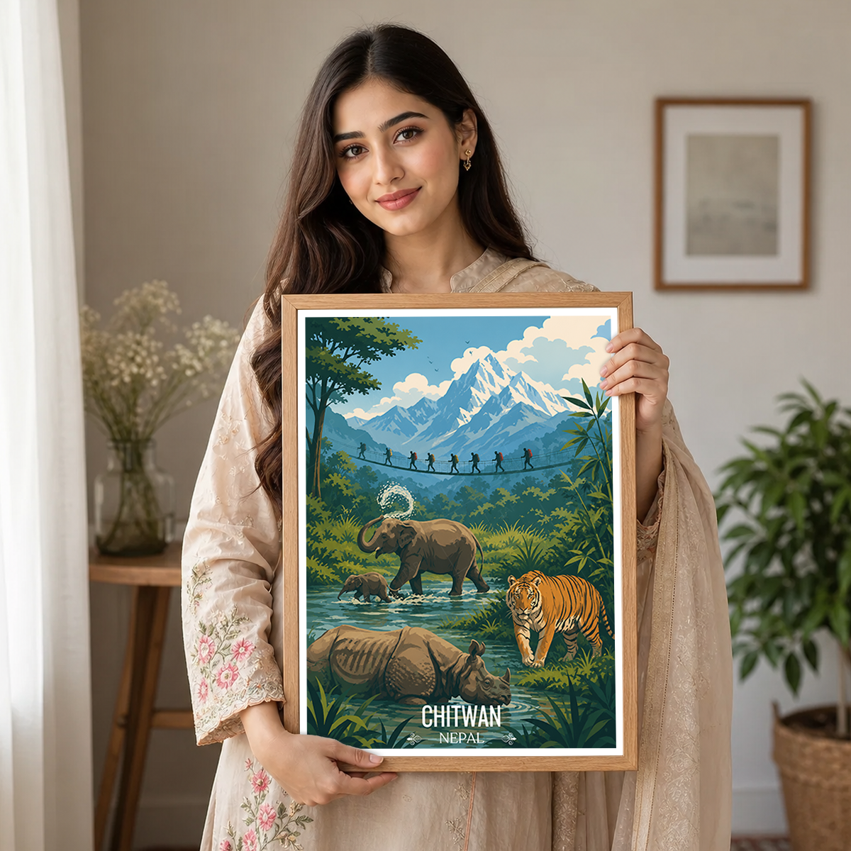 Chitwan - Nepal - Travel Wall Art Deco Poster Print