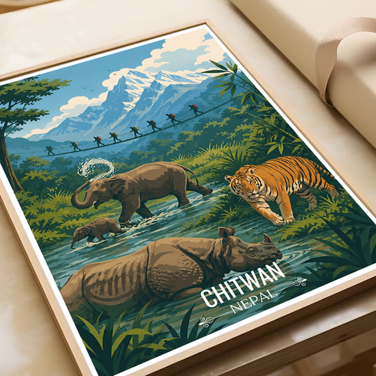 Chitwan - Nepal - Travel Wall Art Deco Poster Print - Art Print - Travel Art Poster