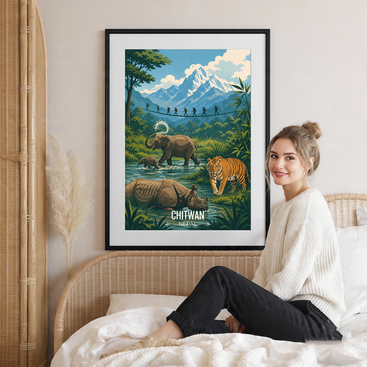 Chitwan - Nepal - Travel Wall Art Deco Poster Print