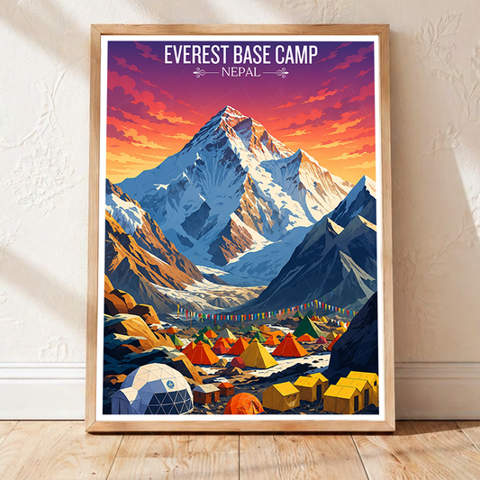 Everest Base Camp - Nepal - Travel Wall Art Deco Poster Print - Art Print - Travel Art Poster