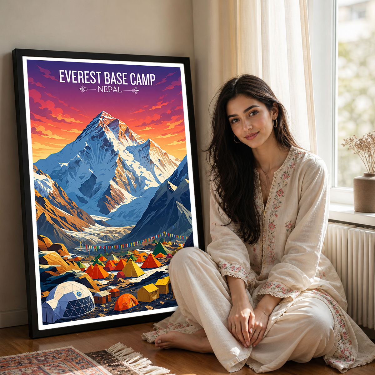 Everest Base Camp - Nepal - Travel Wall Art Deco Poster Print