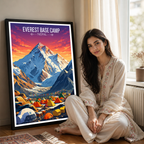 Everest Base Camp - Nepal - Travel Wall Art Deco Poster Print