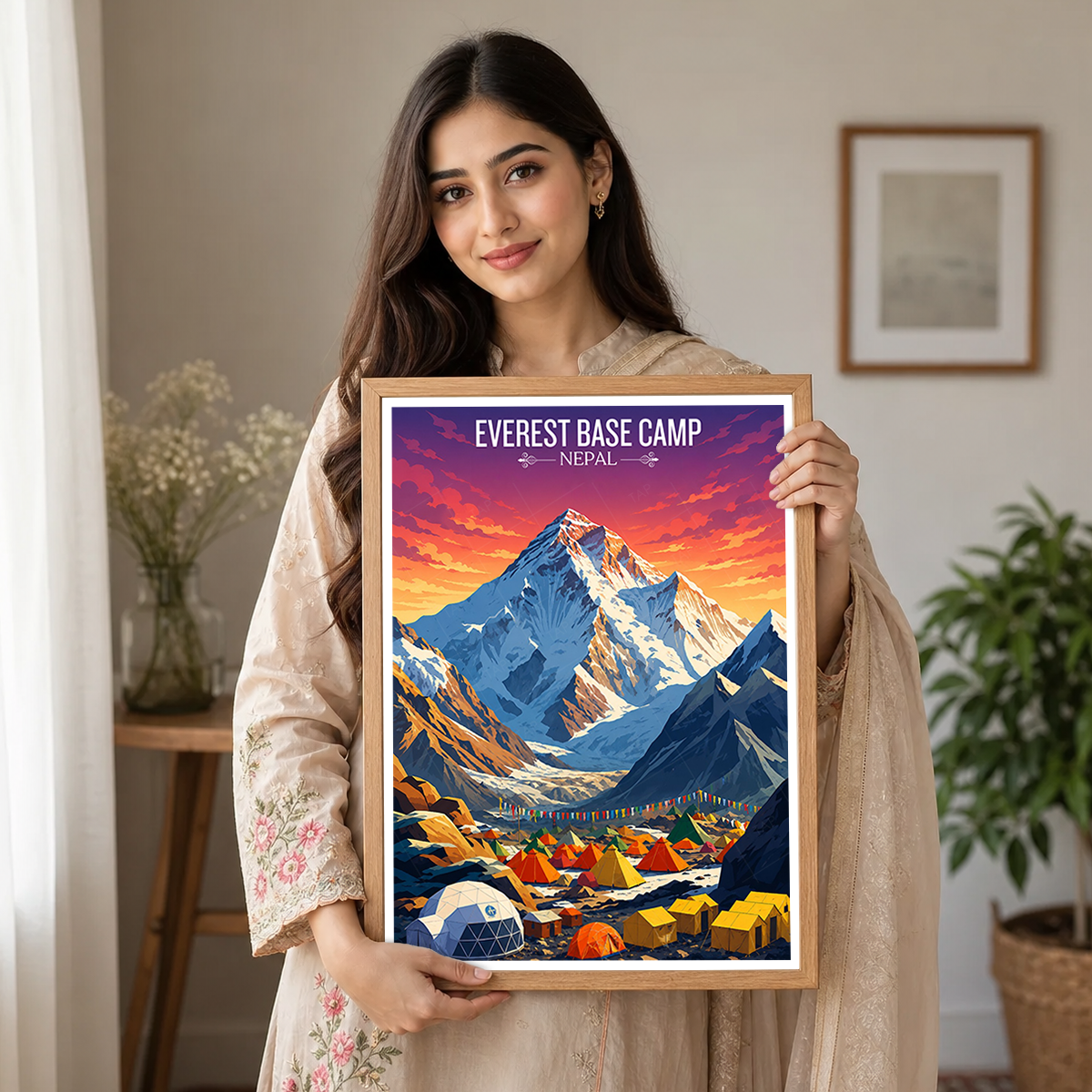 Everest Base Camp - Nepal - Travel Wall Art Deco Poster Print