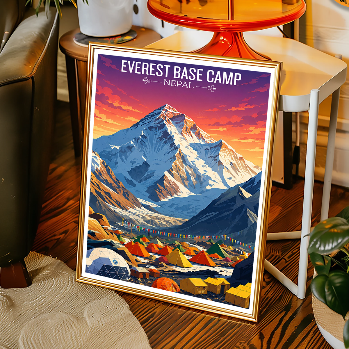 Everest Base Camp - Nepal - Travel Wall Art Deco Poster Print