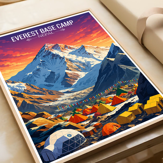 Everest Base Camp - Nepal - Travel Wall Art Deco Poster Print - Art Print - Travel Art Poster
