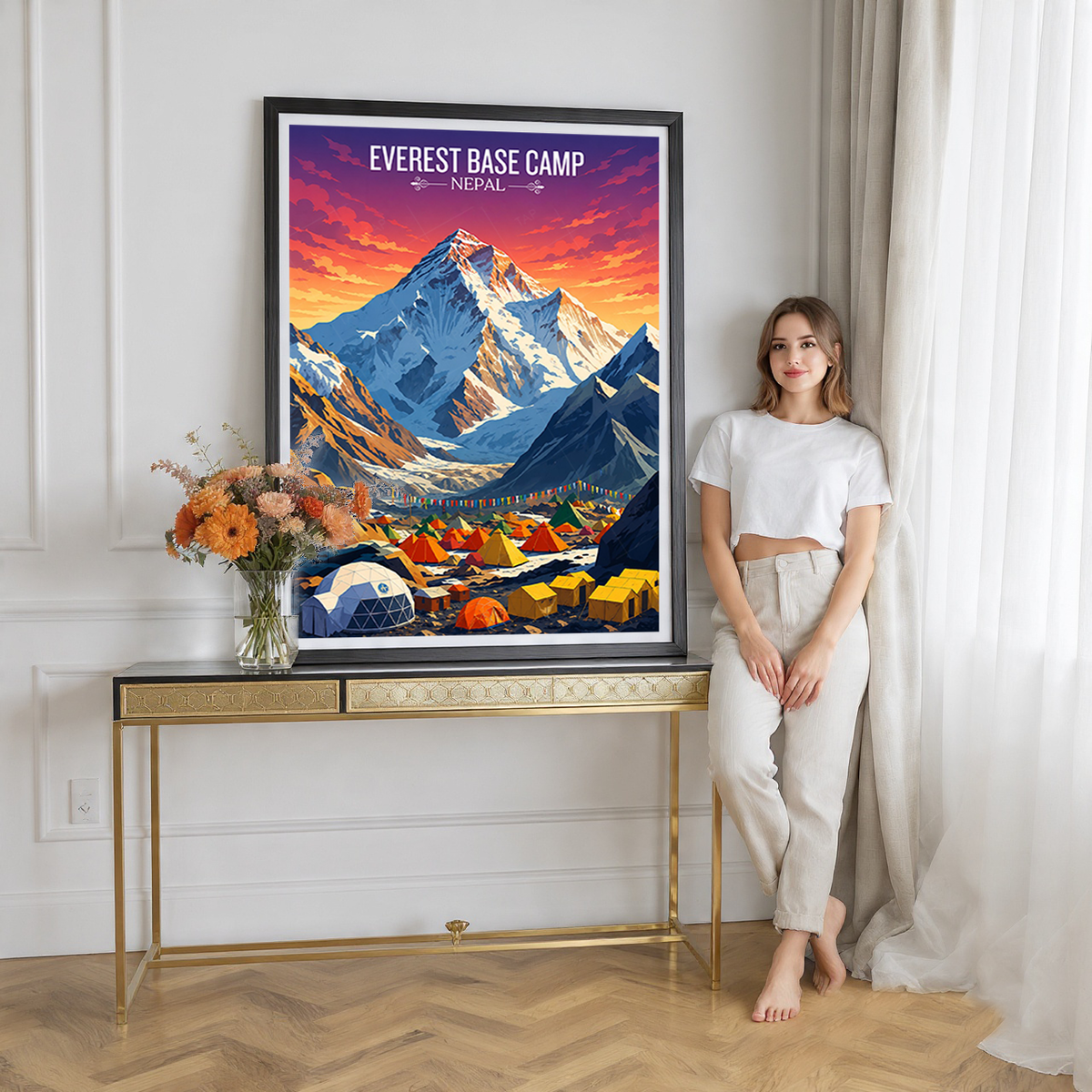 Everest Base Camp - Nepal - Travel Wall Art Deco Poster Print